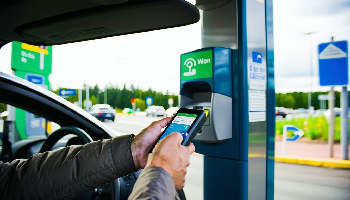 Driver using contactless payment at a toll booth